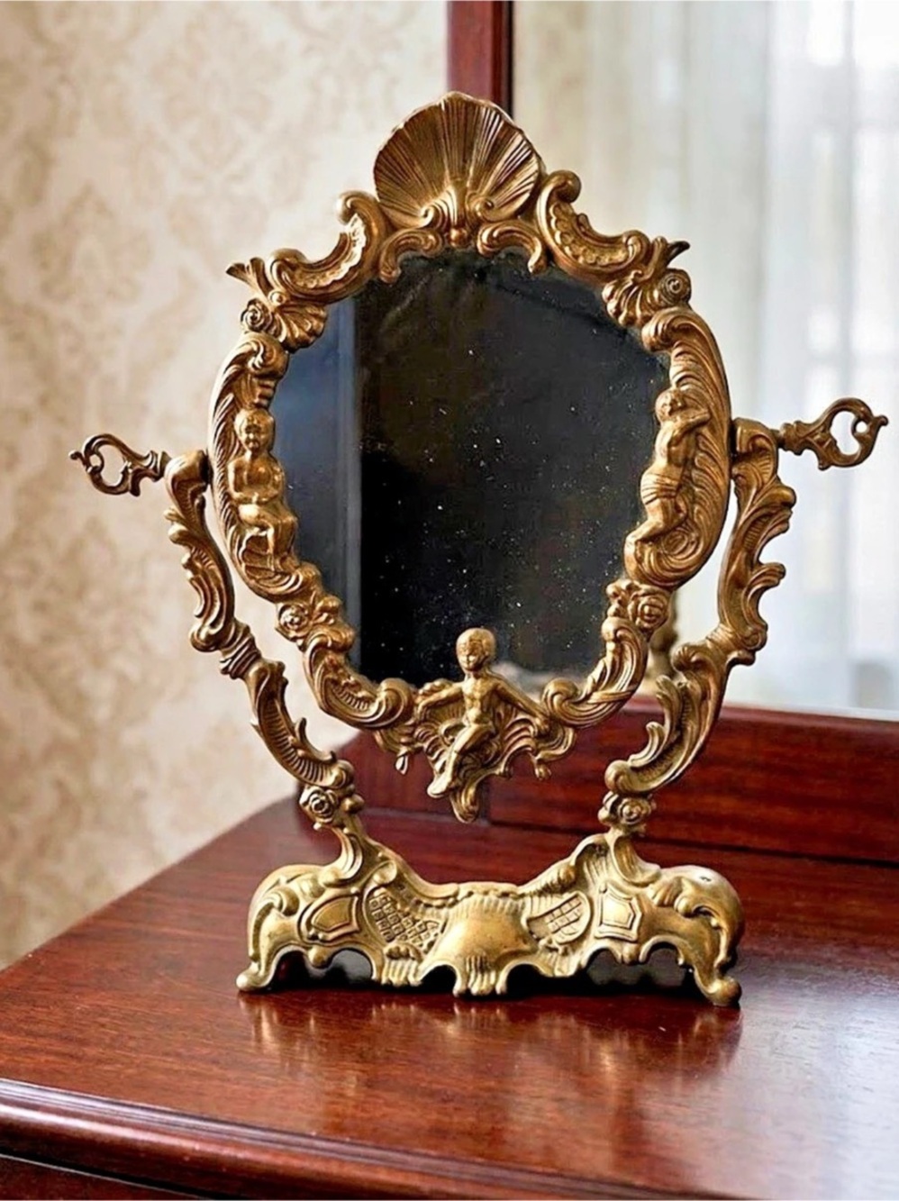 Antique Brass Vanity Mirror